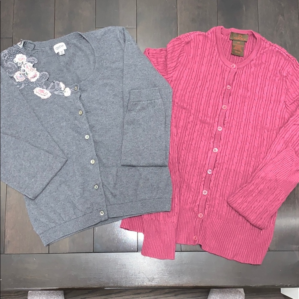 Lot 2 cardigans grey pin up style and magenta